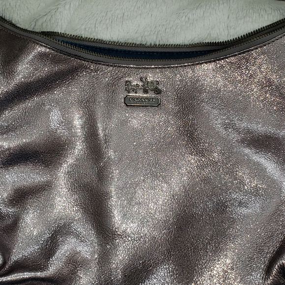 NWOT Coach Silver Metallic Leather Hobo Bag - Picture 5 of 7